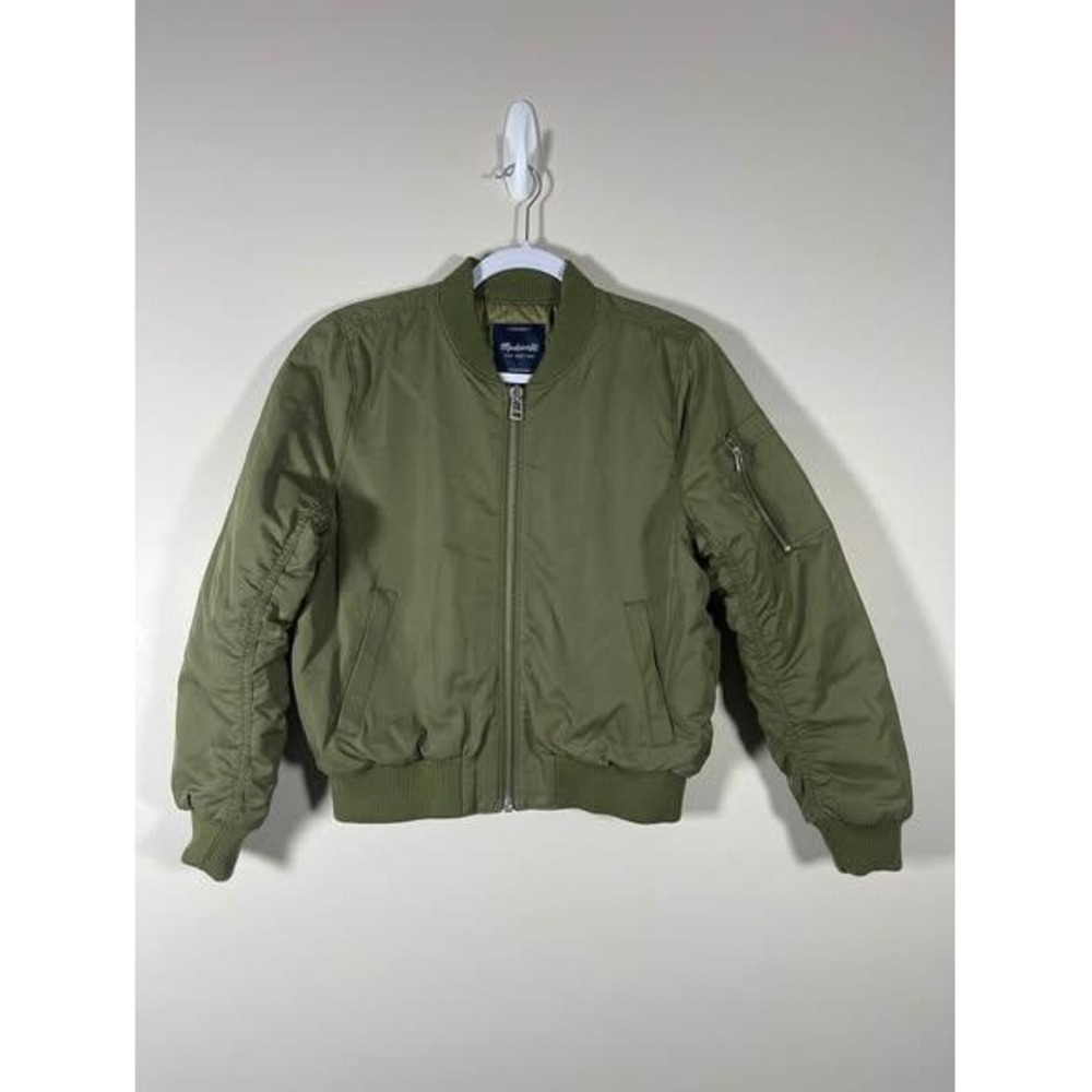 Madewell Bomber Jacket Wms Medium Olive Green Cotton Blend Casual Streetwear